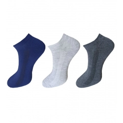 3_Pair Set Unisex Casual Cotton Solid Ankle Length Socks (Multicolor)