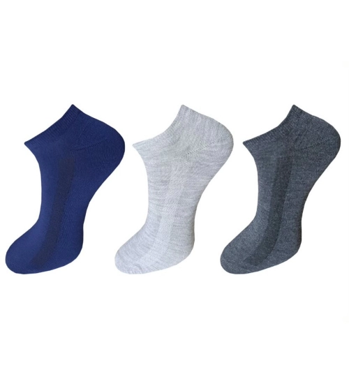 3_Pair Set Unisex Casual Cotton Solid Ankle Length Socks (Multicolor)