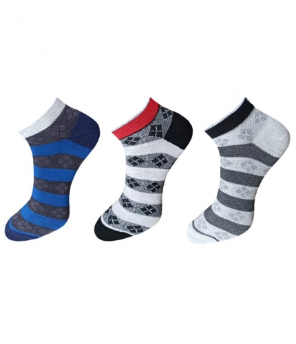 3_Pair Set Unisex Casual Cotton Printed Ankle Length Socks (Multicolor)