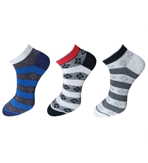 3_Pair Set Unisex Casual Cotton Printed Ankle Length Socks (Multicolor)