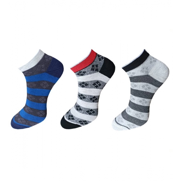 Dropship 3_Pair Set Unisex Casual Cotton Printed Ankle Length Socks (Multicolor)