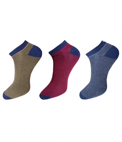 3_Pair Set Unisex Casual Cotton Solid Ankle Length Socks (Multicolor)