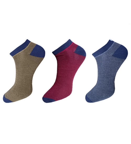 3_Pair Set Unisex Casual Cotton Solid Ankle Length Socks (Multicolor)