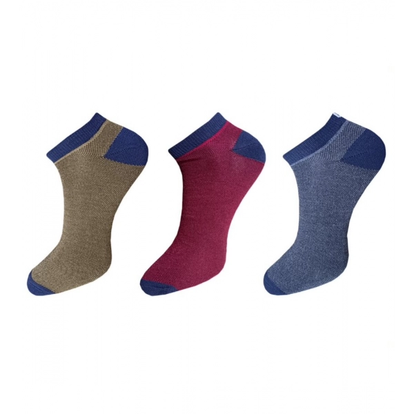 Dropship 3_Pair Set Unisex Casual Cotton Solid Ankle Length Socks (Multicolor)