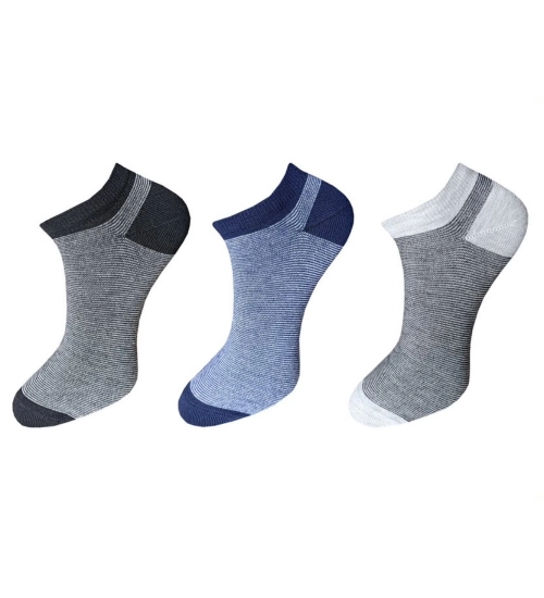 3_Pair Set Unisex Casual Cotton Striped Ankle Length Socks (Multicolor)