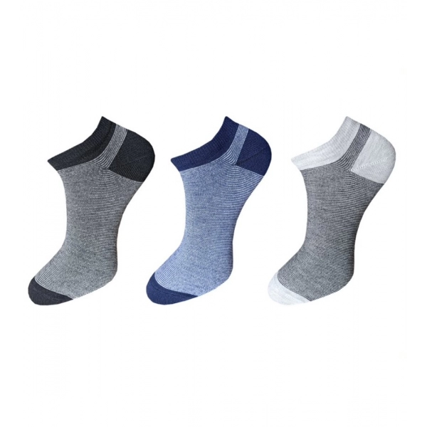 Dropship 3_Pair Set Unisex Casual Cotton Striped Ankle Length Socks (Multicolor)