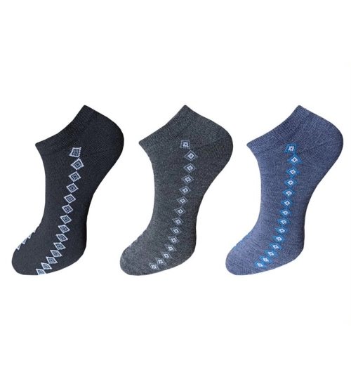 3_Pair Set Unisex Casual Cotton Printed Ankle Length Socks (Multicolor)