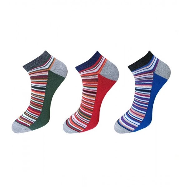 Dropship 3_Pair Set Unisex Casual Cotton Striped Ankle Length Socks (Multicolor)