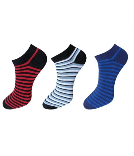 3_Pair Set Unisex Casual Cotton Striped Ankle Length Socks (Multicolor)