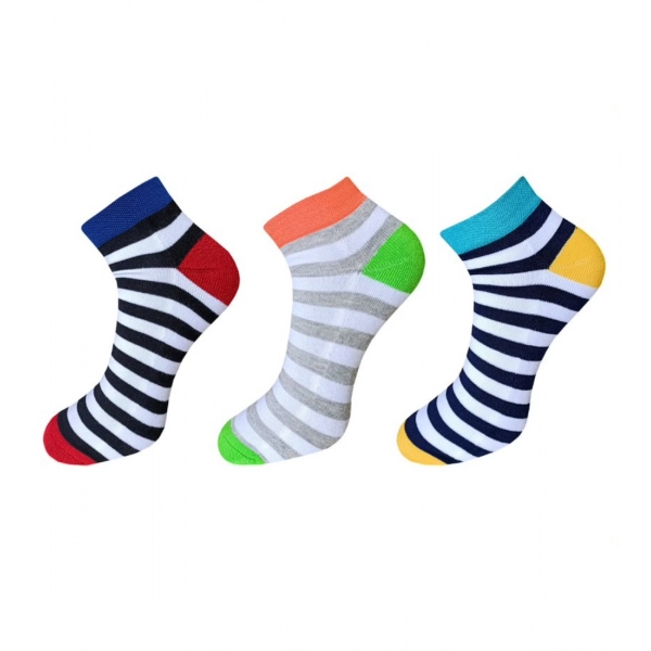 Dropship 3_Pair Set Unisex Casual Cotton Striped Ankle Length Socks (Multicolor)