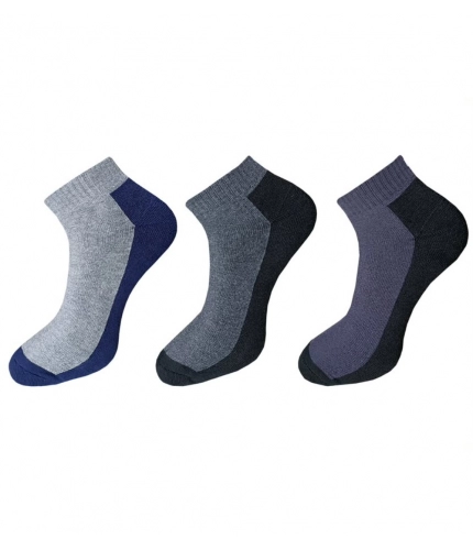 3_Pair Set Unisex Casual Cotton Solid Ankle Length Socks (Multicolor)
