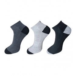 3_Pair Set Unisex Casual Cotton Solid Ankle Length Socks (Multicolor)