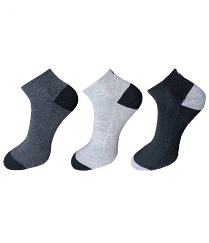 3_Pair Set Unisex Casual Cotton Solid Ankle Length Socks (Multicolor)