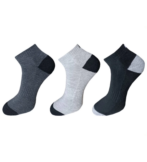 3_Pair Set Unisex Casual Cotton Solid Ankle Length Socks (Multicolor)