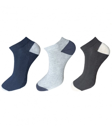 3_Pair Set Unisex Casual Cotton Solid Ankle Length Socks (Multicolor)