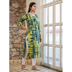 Generic Women's Cotton Dyed 3/4 Sleeve Round Neck Kurti (Green)