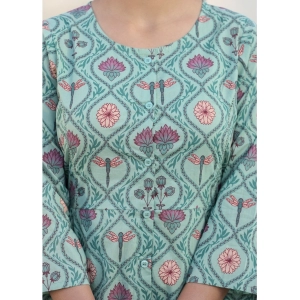 Generic Women's Cotton Printed 3/4 Sleeve Round Neck Tunics (Green)