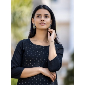 Generic Women's Cotton Solid 3/4 Sleeve Round Neck Kurti (Blue)