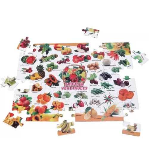 64_Pcs Set Fruits and Vegetables Puzzle | Cardboard | Educational Toys | 4+ Years