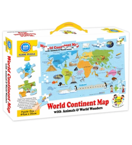 World Continent Map | Cardboard | Educational Toys | 3+ Years