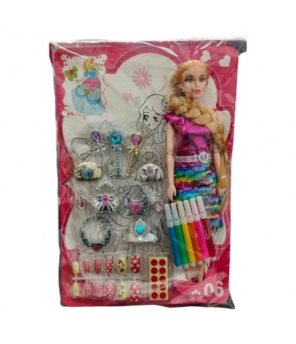 Barbie Doll With Jewellery Set |   Rubber  |   Toys| 1+ Years