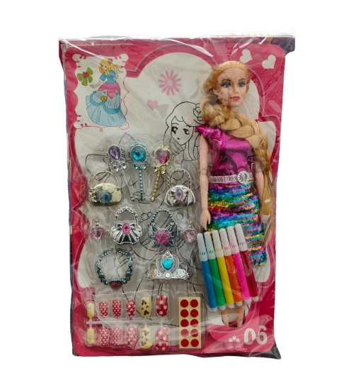 Barbie Doll With Jewellery Set |   Rubber  |   Toys| 1+ Years