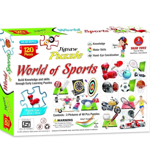 120_Pcs Jigsaw Puzzle World Of Sports| Cardboard | Educational Toys | 4+ Years