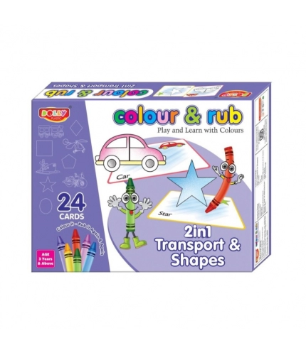 2 in 1 Transport - Shapes Colour And Rub With 24 Cards | Cardboard | Educational Toys | 3+ Years 2 in 1 Transport - Shapes Colour And Rub With 24 Cards | Cardboard | Educational Toys | 3+ Years
