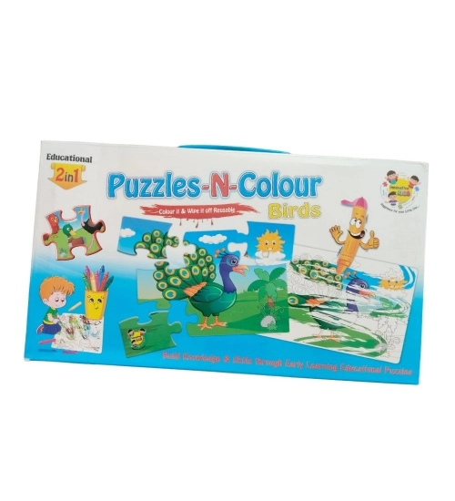 2 In 1 Puzzle &amp; Colors Birds |   Cardboard  |   Educational Toys| 3+ Years