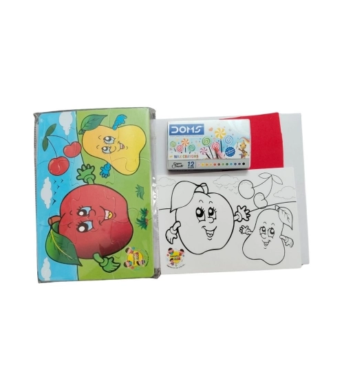 2 In 1 Puzzle &amp; ColorsFtruit |   Cardboard  |   Educational Toys| 3+ Years
