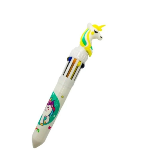 Pack Of_3 Unicorn  Cartoon character 10 in 1 Multicolour Ink Ballpoint Pen | Plastic | Stationery | 3+ Years