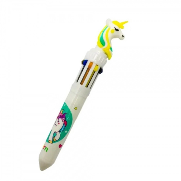 Dropship Pack Of_3 Unicorn  Cartoon character 10 in 1 Multicolour Ink Ballpoint Pen | Plastic | Stationery | 3+ Years