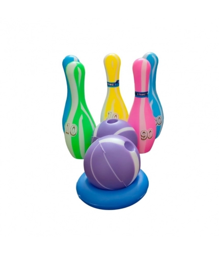 Junior Bowling Set With 5 Bottles 2 Balls And 1 Ball Stand Ring |   Plastic  |   Toys| 1+ Years