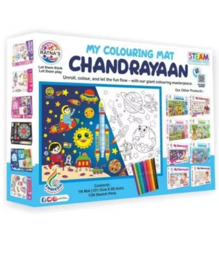 Chandrayaan Printed Colouring Mat | Canvas | Educational Toys | 3+ Years Chandrayaan Printed Colouring Mat | Canvas | Educational Toys | 3+ Years