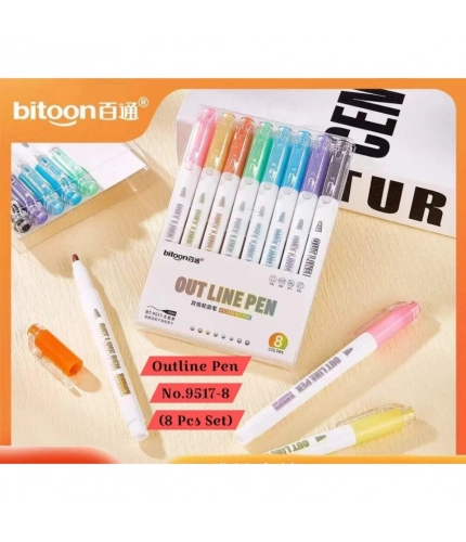 8_PCs Set Outline Pen No.9517-8 | Plastic | Stationery | 5+ Years 8_PCs Set Outline Pen No.9517-8 | Plastic | Stationery | 5+ Years
