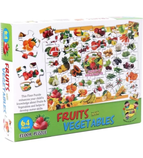 64_Pcs Set Fruits and Vegetables Puzzle | Cardboard | Educational Toys | 4+ Years
