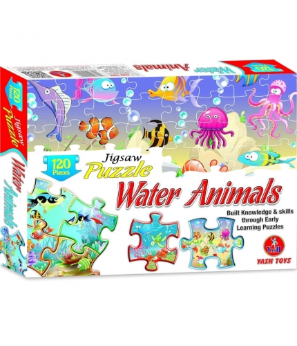 120_Pcs Jigsaw Puzzle Water Animals Set | Cardboard | Educational Toys | 4+ Years