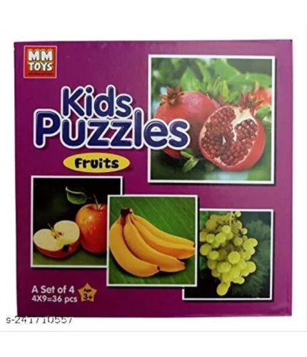 4_Pcs Set  Fruits Puzzle | Cardboard | Educational Toys | 4+ Years