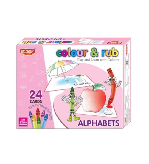 Alphapet Colour And Rub With 24 Cards | Cardboard | Educational Toys | 3+ Years
