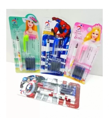 Pack Of_4 Fountain pen with four Blue Ink Cartridges | Plastic | Stationery | 5+ Years Pack Of_4 Fountain pen with four Blue Ink Cartridges | Plastic | Stationery | 5+ Years