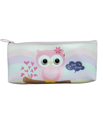 Pack Of_2 Owl Cartoon Printed Pencil Poch |   Canvas  |   Stationery | 3+ Years