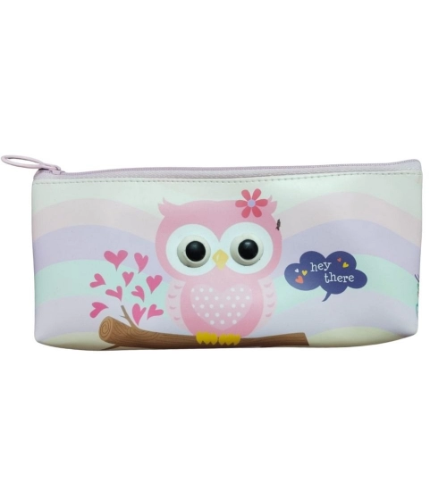Pack Of_2 Owl Cartoon Printed Pencil Poch |   Canvas  |   Stationery | 3+ Years