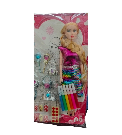 Barbie Doll With Jewellery Set |   Rubber  |   Toys| 1+ Years