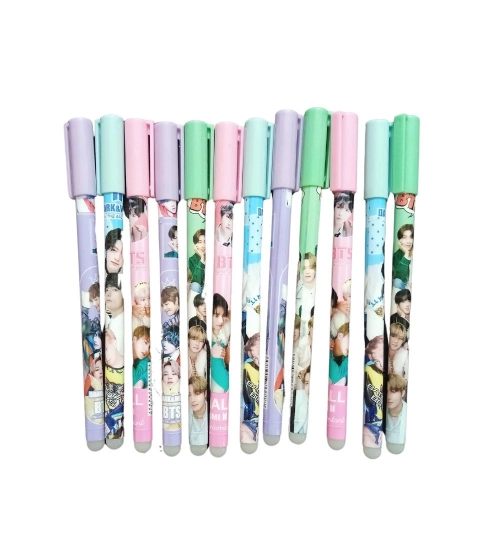 12_Pcs Set BTS Theme Reusable Pencil  | Plastic, Metal | Stationery | 3+ Years