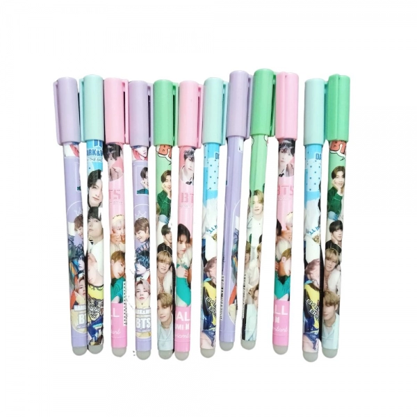 Dropship 12_Pcs Set BTS Theme Reusable Pencil  | Plastic, Metal | Stationery | 3+ Years