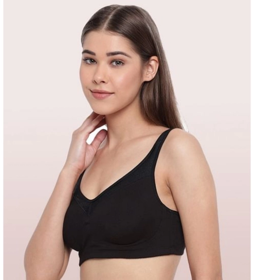Enamor A112 Women's Cotton Full Support Bra (Black)