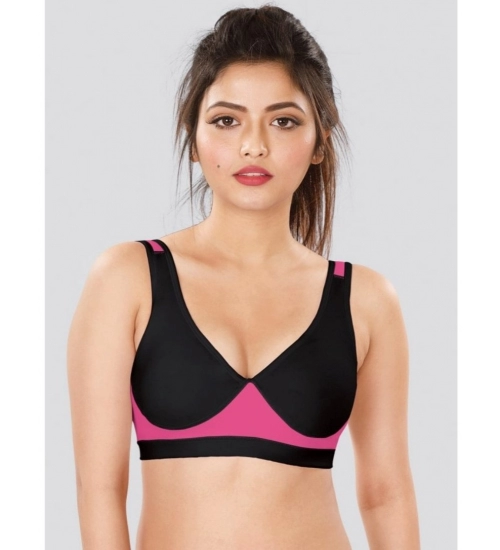 Dermawear SB-1102 Women's 4D Stretch Sports Bra (Black-Pink)