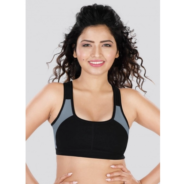 Dropship Dermawear SB-1101 Women's 4D Stretch Sports Bra (Black-Grey)