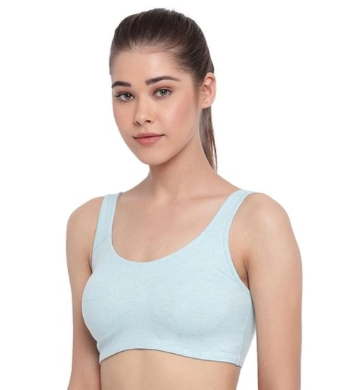 Enamor SB06 Women's Cotton Low Impact Non-Padded, Non-Wired, High-Coverage Bra (Capri-Melange)