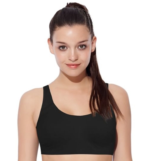 Enamor SB06 Women's Cotton Low Impact Non-Padded, Non-Wired, High-Coverage Bra (Black)